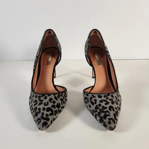 Halogen Gray Animal Print Calf Fur Suede Stiletto Pump Heels Women Size 7W - Picture 5 of 11